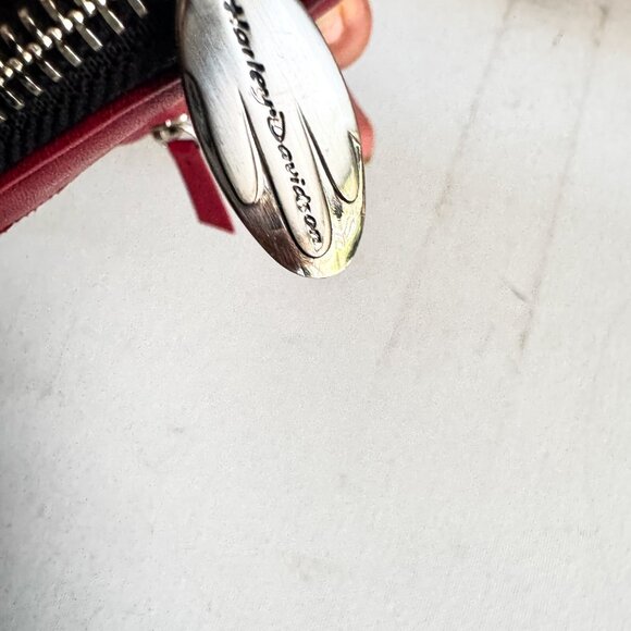 Harley Davidson Black Red Small Zip Around Wallet - Picture 5 of 6